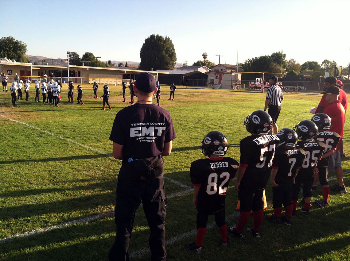 School sporting event medical coverage.